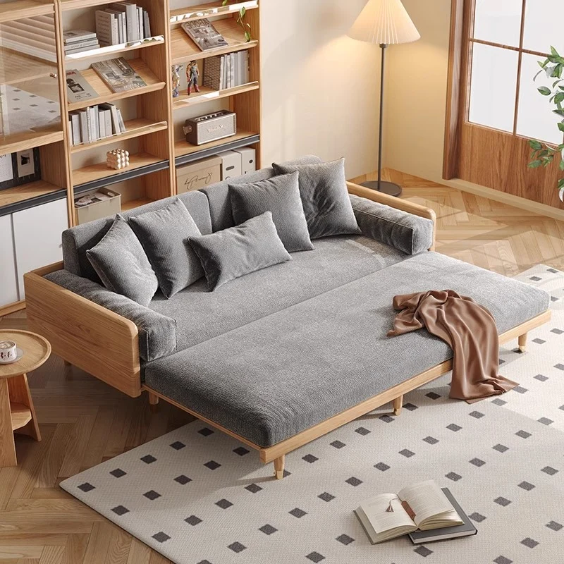 Japandi-Sofabett mit Massivholzrahmen