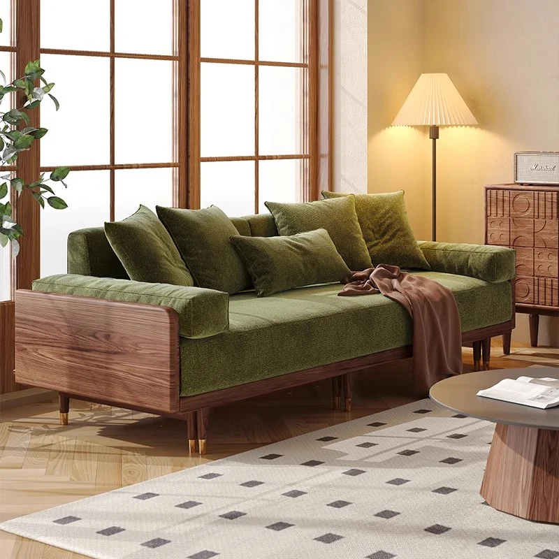 Japandi-Sofabett mit Massivholzrahmen