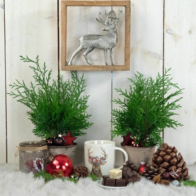 METALL WANDBILD | 20 cm, Metall, Mangoholz | Wanddeko | Muster: Hirsch