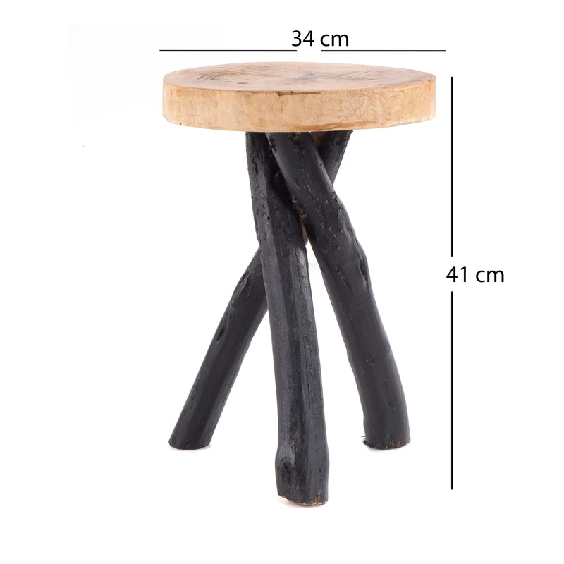 BEISTELLTISCH TEAKHOLZ 40 | 40x34cm (HxB) Massivholz Telefontisch | Farbe: 04 schwarz-natur