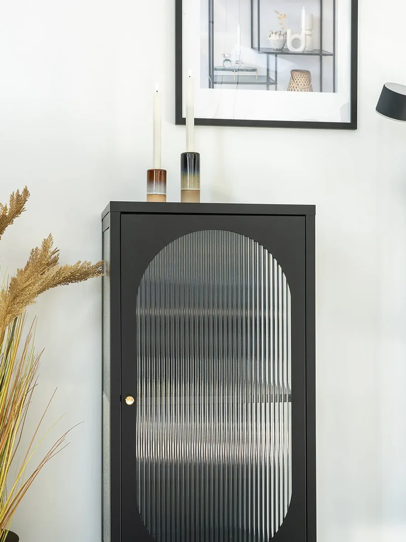 Adelaide Vitrine Stahl/Glas, schwarz