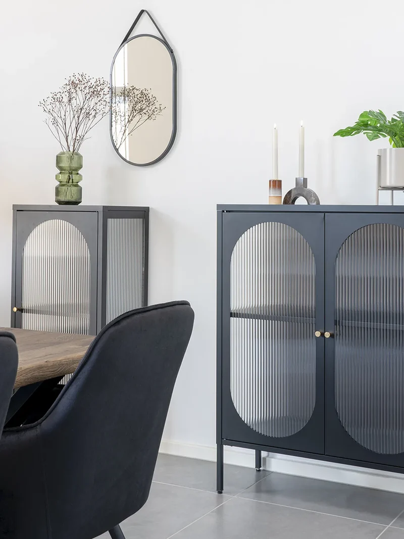 Adelaide Vitrine Stahl/Glas, schwarz