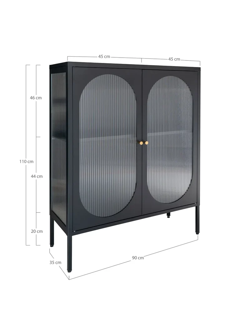 Adelaide Vitrine Stahl/Glas, schwarz