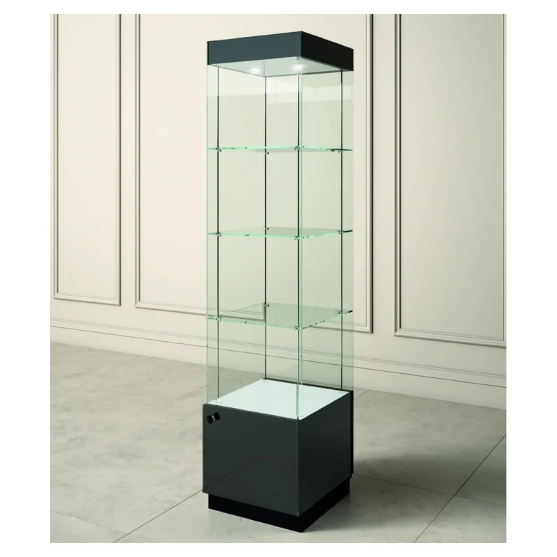 Casa Padrino Luxus Ladenvitrine 46,5 x 46 cm H. 190 cm mit 2 LED-Spots - Ladeneinrichtung - Boutique Möbel - Made in Italy