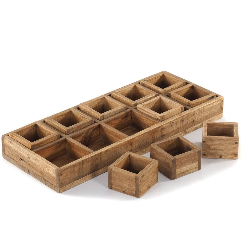 KISTEN SET "CUBO II" | Teak / Mahagoni | erweiterbares Set | Anzahl: 10-Boxen