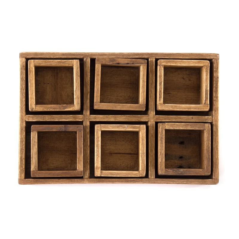KISTEN SET "CUBO II" | Teak / Mahagoni | erweiterbares Set | Anzahl: 6-Boxen