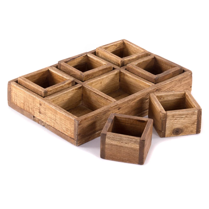 KISTEN SET "CUBO II" | Teak / Mahagoni | erweiterbares Set | Anzahl: 6-Boxen