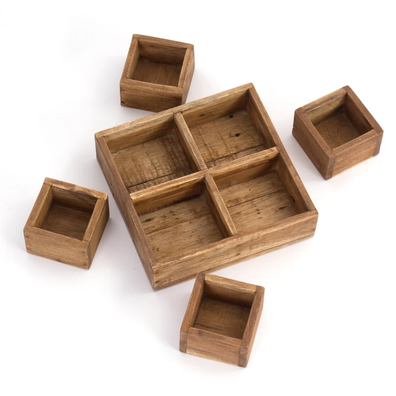 KISTEN SET "CUBO II" | Teak / Mahagoni | erweiterbares Set | Anzahl: 4-Boxen