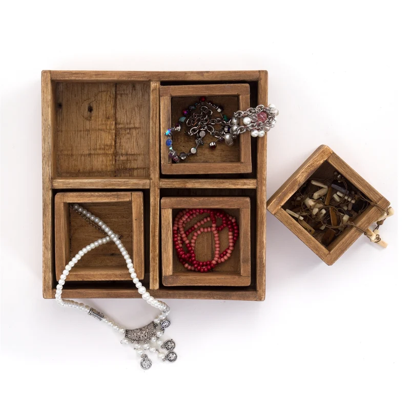 KISTEN SET "CUBO II" | Teak / Mahagoni | erweiterbares Set | Anzahl: 4-Boxen