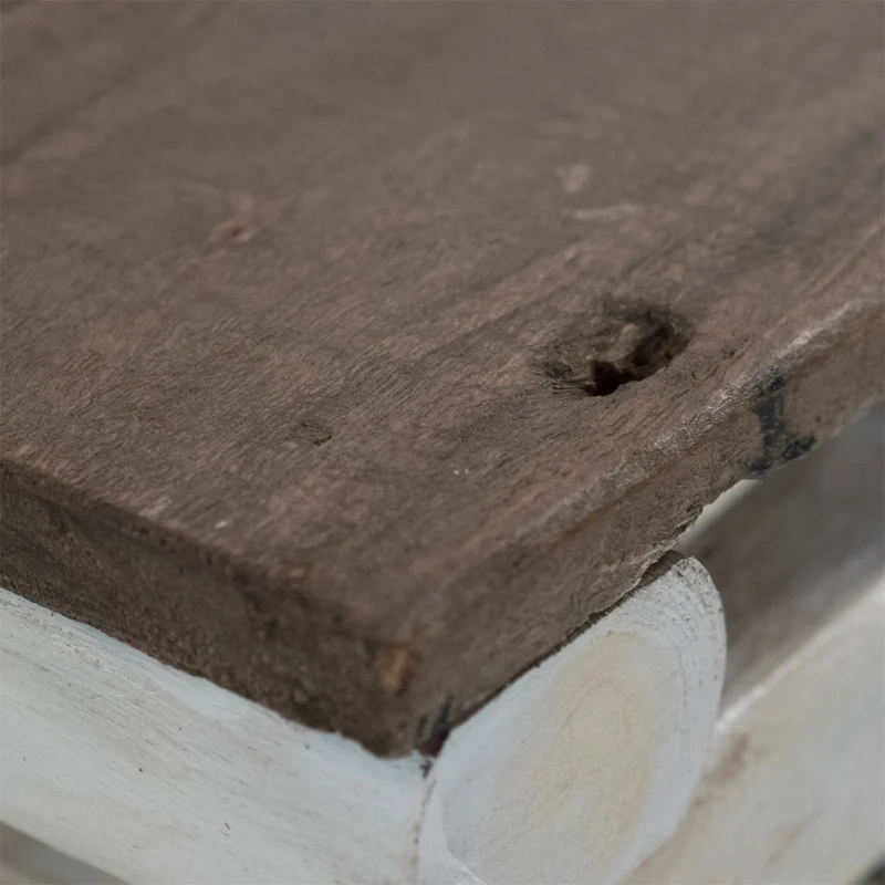 HOCKER "BLOCK 38" | 30x30x39cm (BxTxH), Altholz Teak | Sitzhocker | Farbe: 06 weiß-landhaus