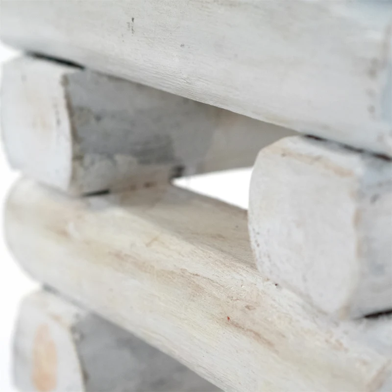 HOCKER "BLOCK 38" | 30x30x39cm (BxTxH), Altholz Teak | Sitzhocker | Farbe: 06 weiß-landhaus
