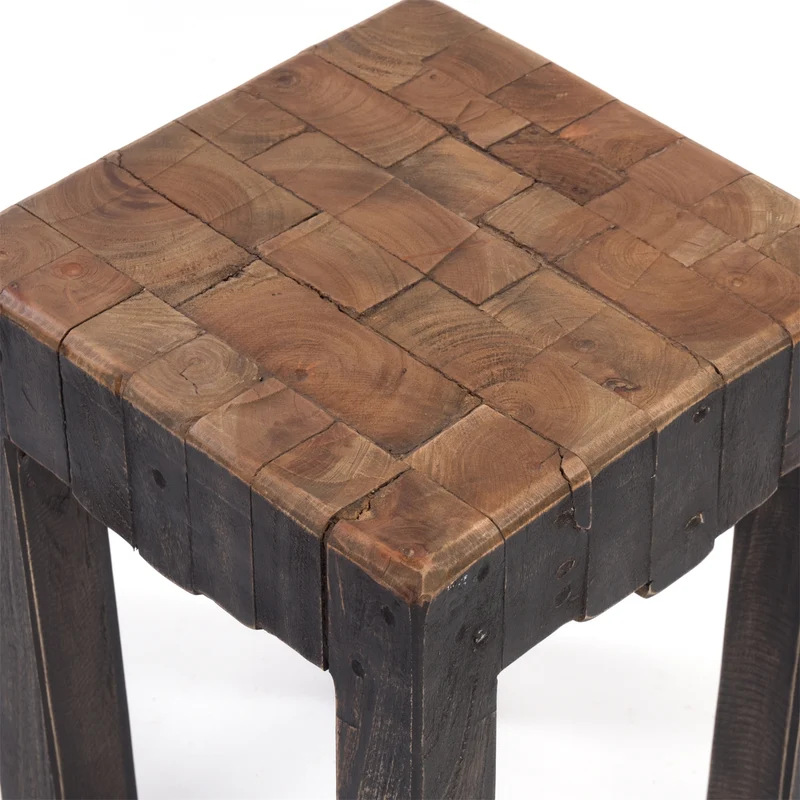 HOCKER "NATURA" | Altholz, 40x30x30 cm (HxBxT) | Holzhocker | Farbe: 04 schwarz-natur