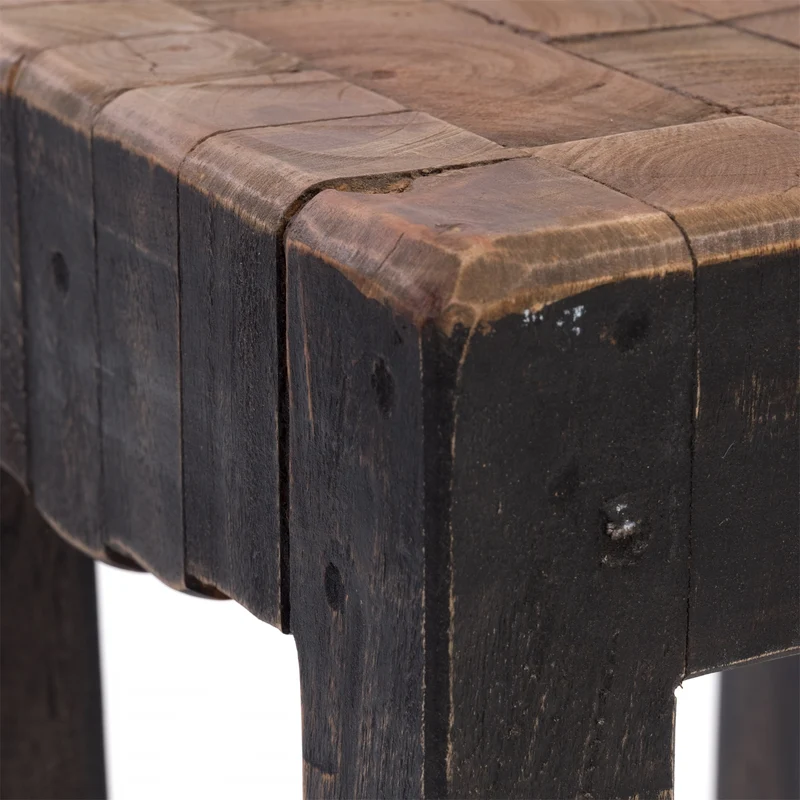 HOCKER "NATURA" | Altholz, 40x30x30 cm (HxBxT) | Holzhocker | Farbe: 04 schwarz-natur