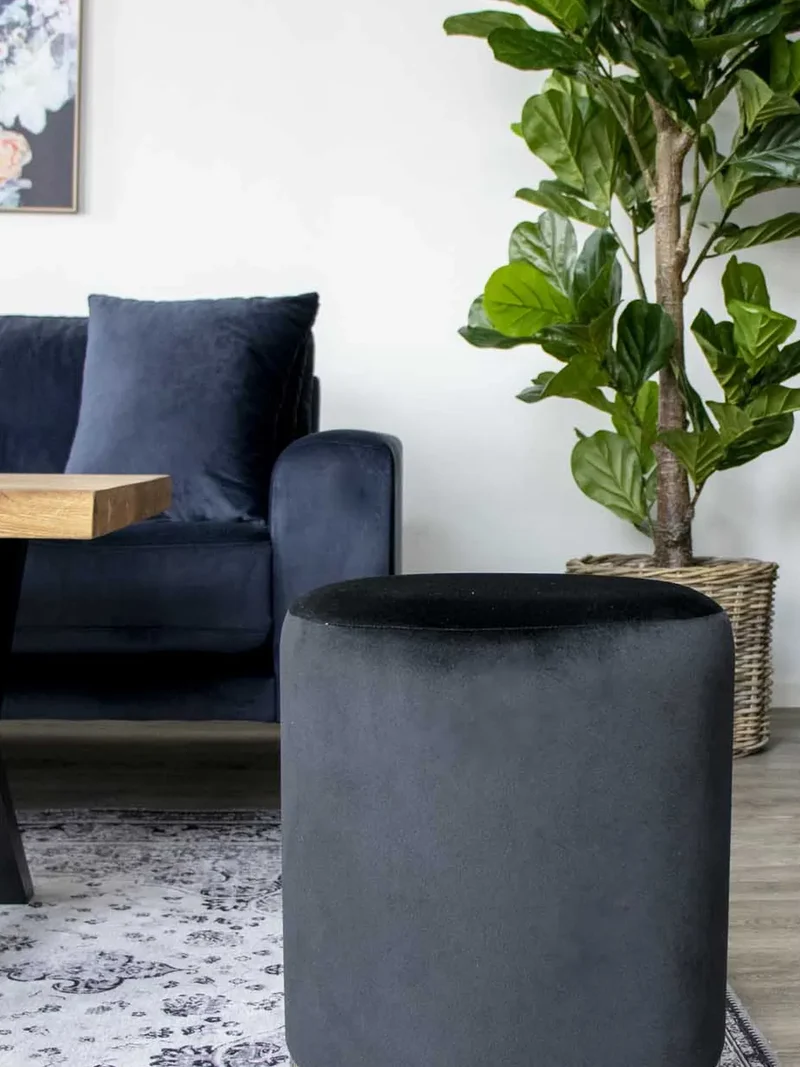 Gamby Pouf Samt, schwarz