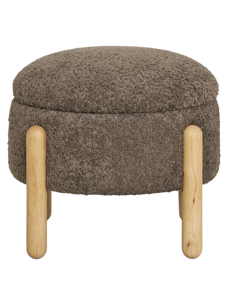 Medas Pouf Bouclé, braun/natur, mit Stauraum