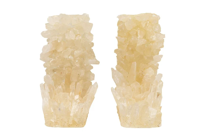 Casa Padrino Luxus Buchstützen 2er Set 24 x 8 x H. 20 cm - Buchstützen Out aus echtem Naturquarz und Kunstharz - Luxus Deko Accessoires