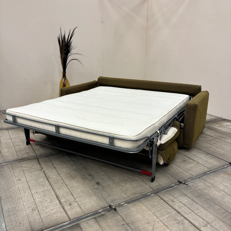 Schlafsofa 3-Sitzer Ausziehsofa Stoff 210cm Olivgrün Sofa Couch Gebraucht