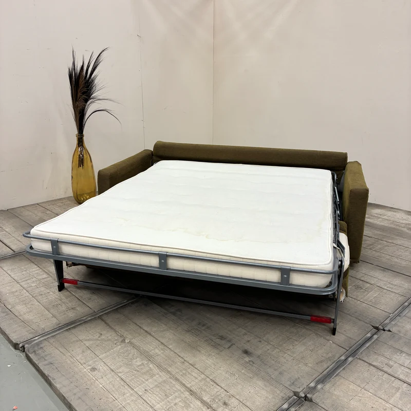 Schlafsofa 3-Sitzer Ausziehsofa Stoff 210cm Olivgrün Sofa Couch Gebraucht