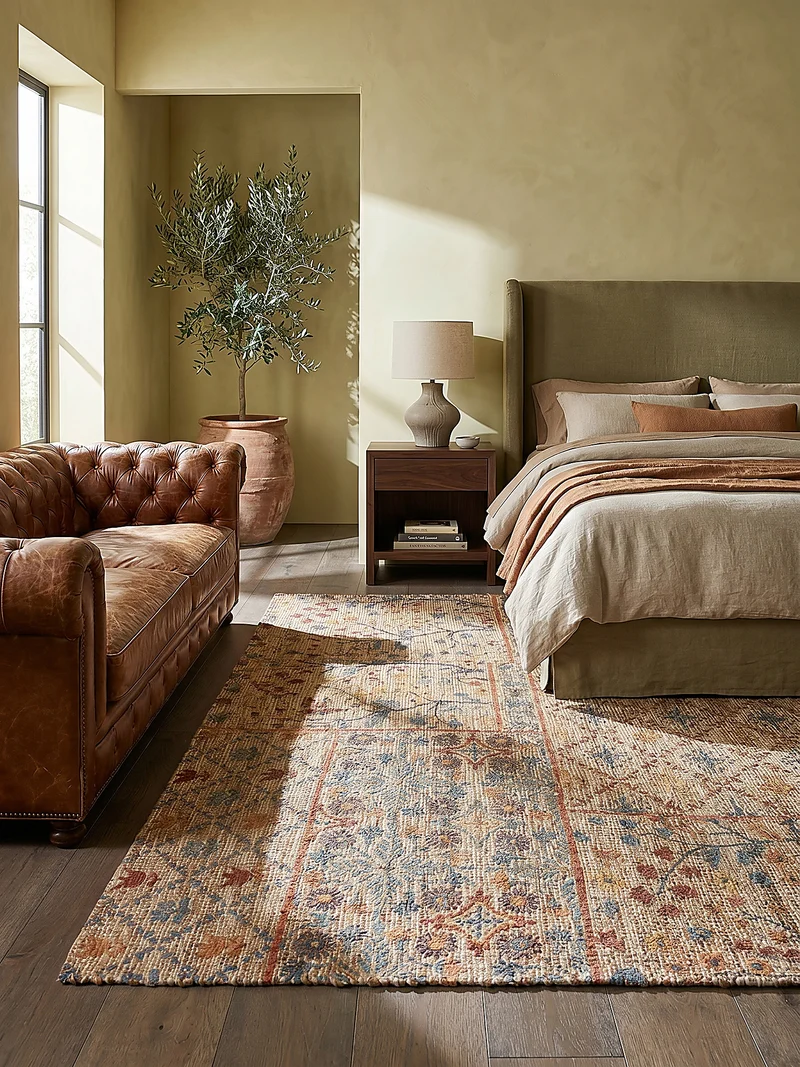 Teppich Jute Boho Patchwork, Wohnzimmer