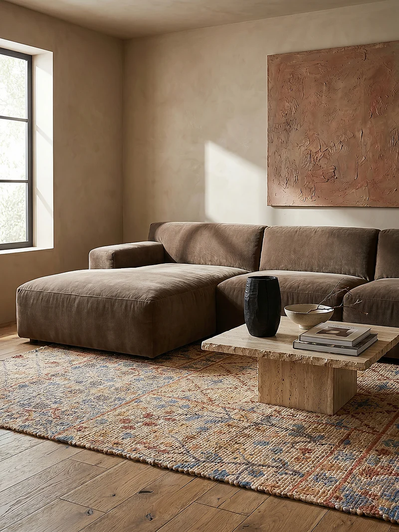 Teppich Jute Boho Patchwork, Wohnzimmer