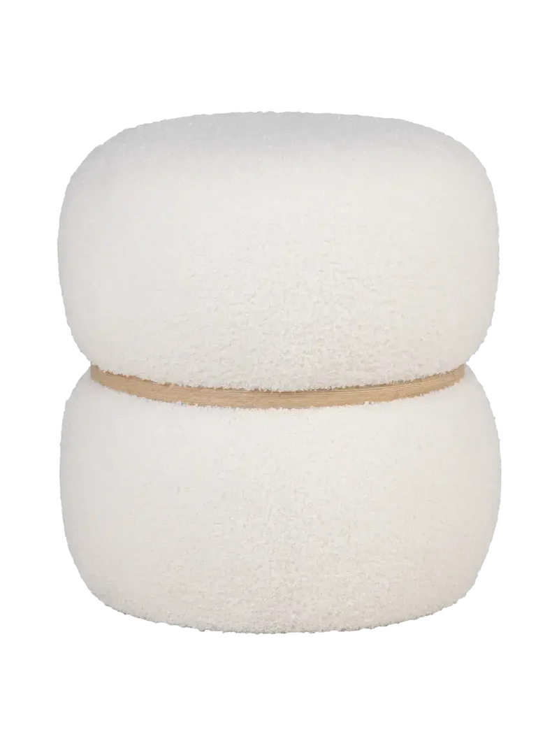 Milford Pouf Teddystoff, weiß