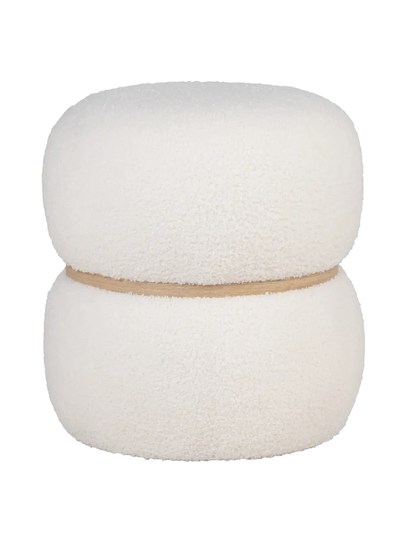 Milford Pouf Teddystoff, weiß