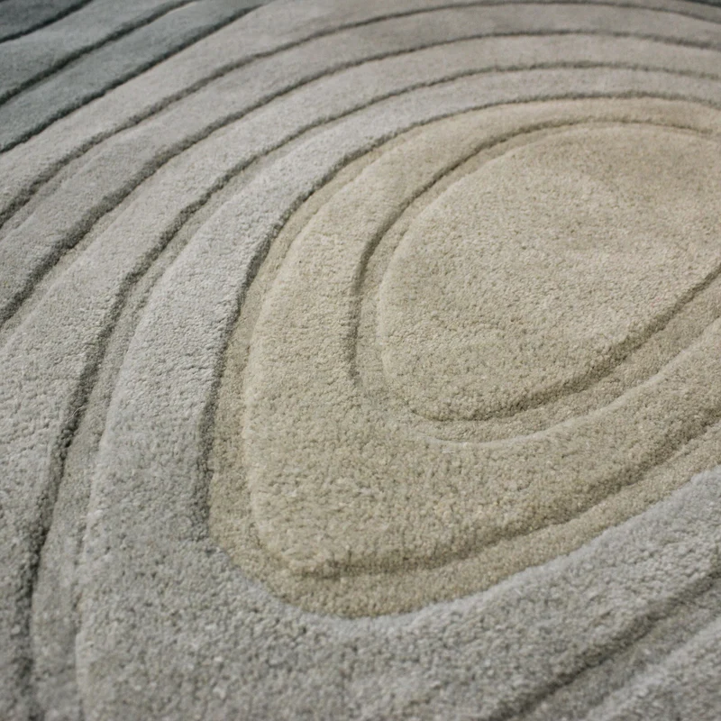 Teppich Wolle, Organische Form, Ombre Farbverlauf, Handgefertigt, Hoch-Tief-Flor-Effekt