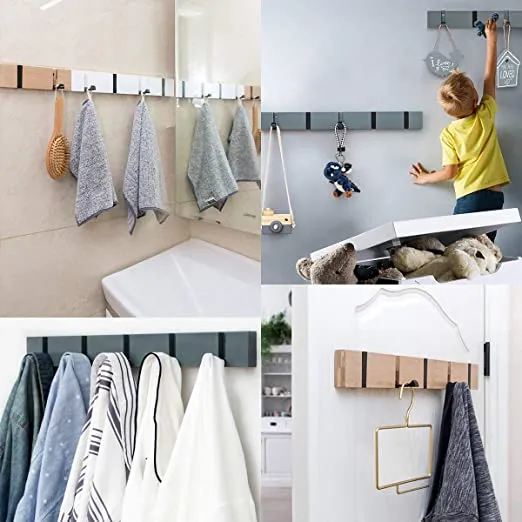 Wandmontiertes Klappregal aus Holz Modernes schwimmendes Kleiderhakenregal für die Wand