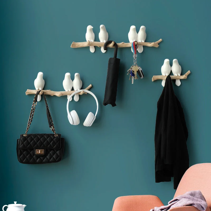 Birds On Tree Branch Decor Wandgarderobe mit Haken