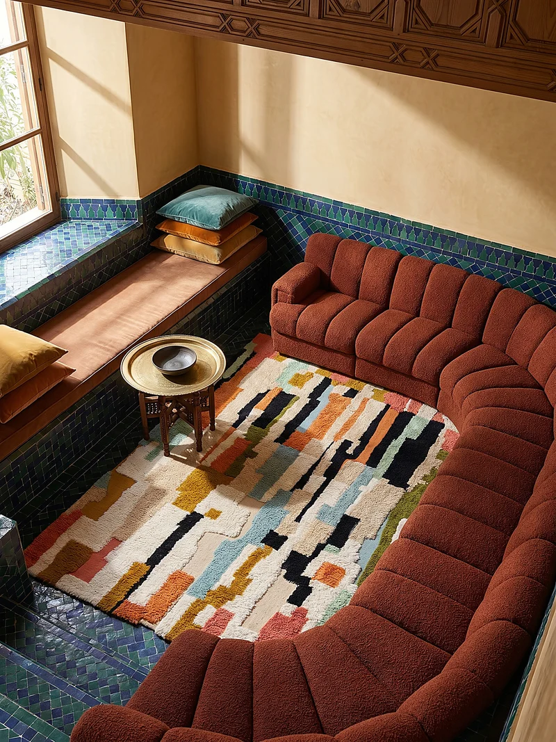 Wollteppich Hochflor Collage Muster, Abstrakt, Schlafzimmer