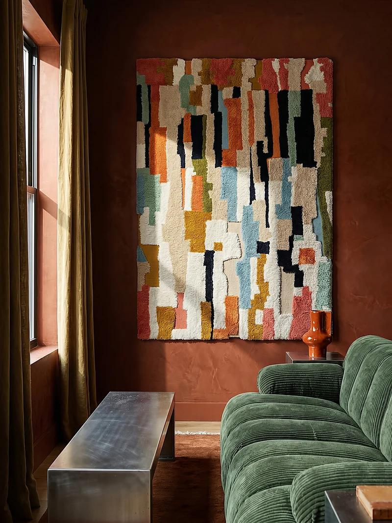 Wollteppich Hochflor Collage Muster, Abstrakt, Schlafzimmer