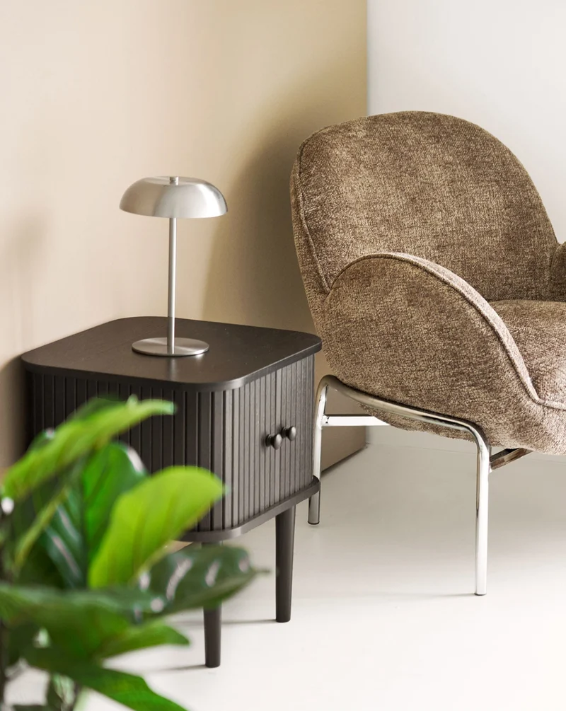 Fenwick Tischleuchte Metall, aufladbar, silber