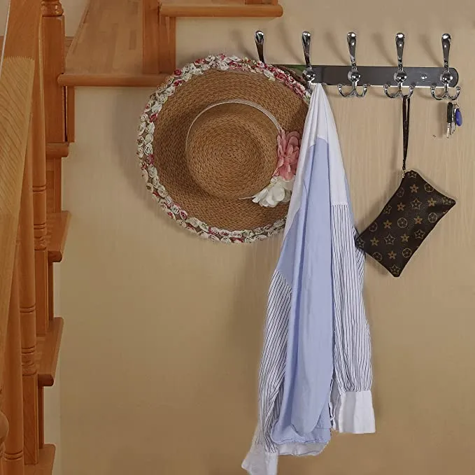 Wandgarderobe aus Edelstahl mit 5 Haken
