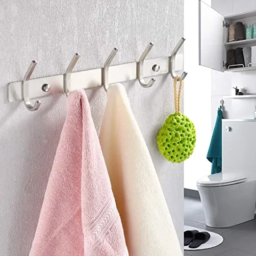 Wandgarderobe aus Edelstahl mit 3-5 Haken