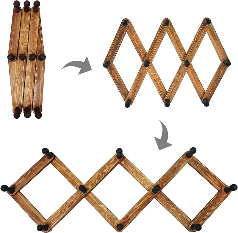 Erweiterbarer Accordian Peg Kleiderständer aus Holz