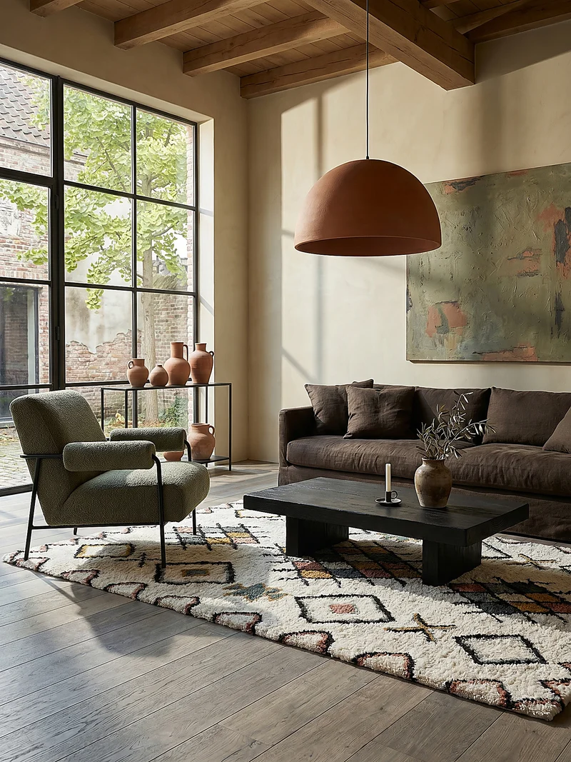 Hochflor Teppich Zottelig aus Wolle, Berber Stil, Shaggy
