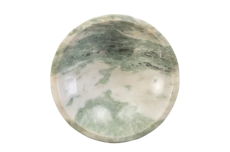 Casa Padrino Luxus Marmor Schale Grün 20 x 20 x H. 15,5 cm - Schale auf säulenförmigem Fuß aus hochwertigem Indian Green Onyx - Luxus Deko Accessoires