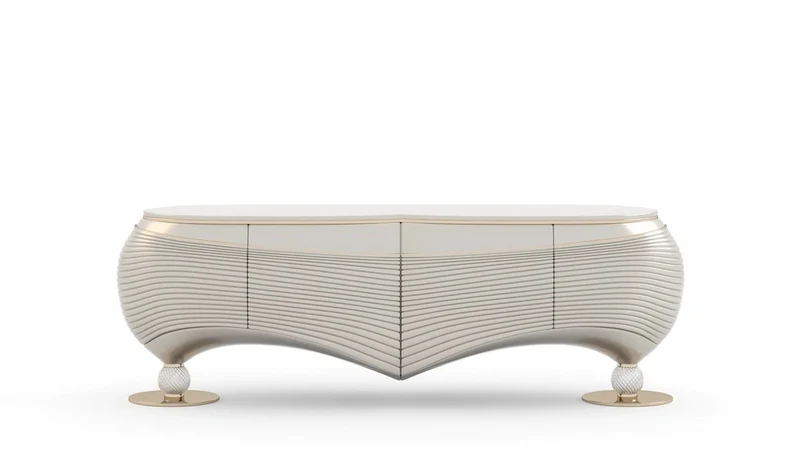 Casa Padrino Luxus Konsolentisch Beige / Weiß - Hochwertige Verarbeitung - Moderne Flur Möbel - Luxus Qualität