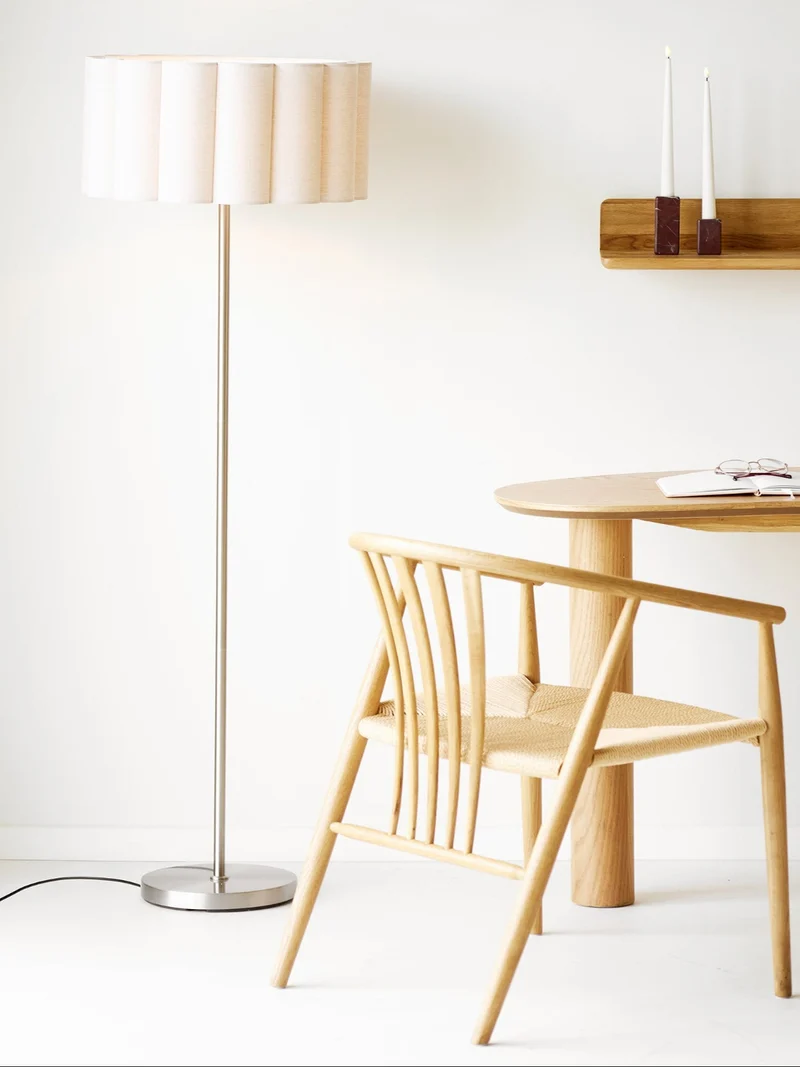Watton Stehleuchte Stahl/Leinen, grau/beige