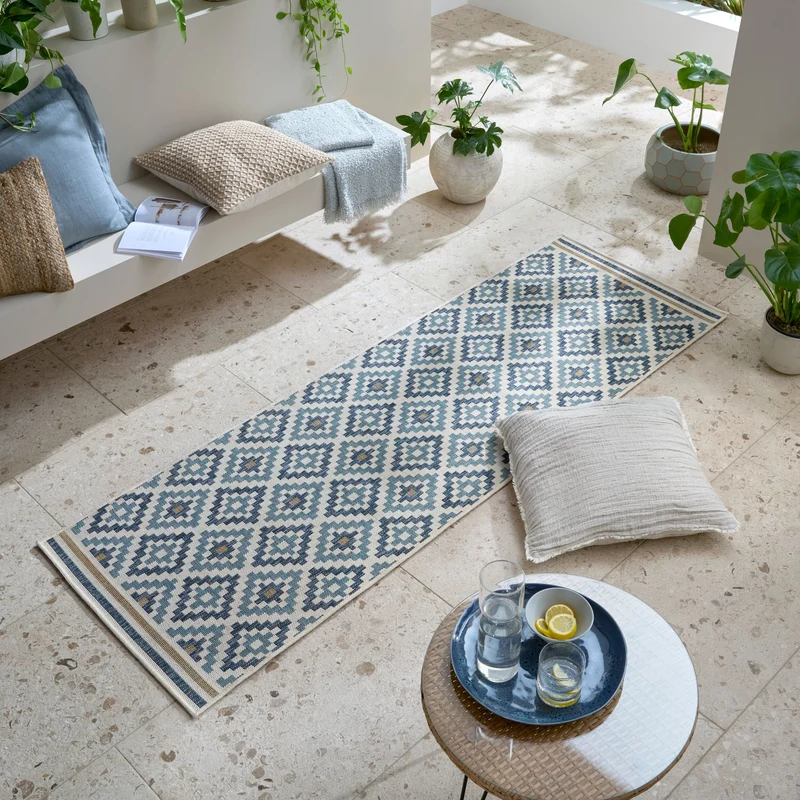 Outdoor-Teppich Rautenmuster · 100 % Polypropylen · flach