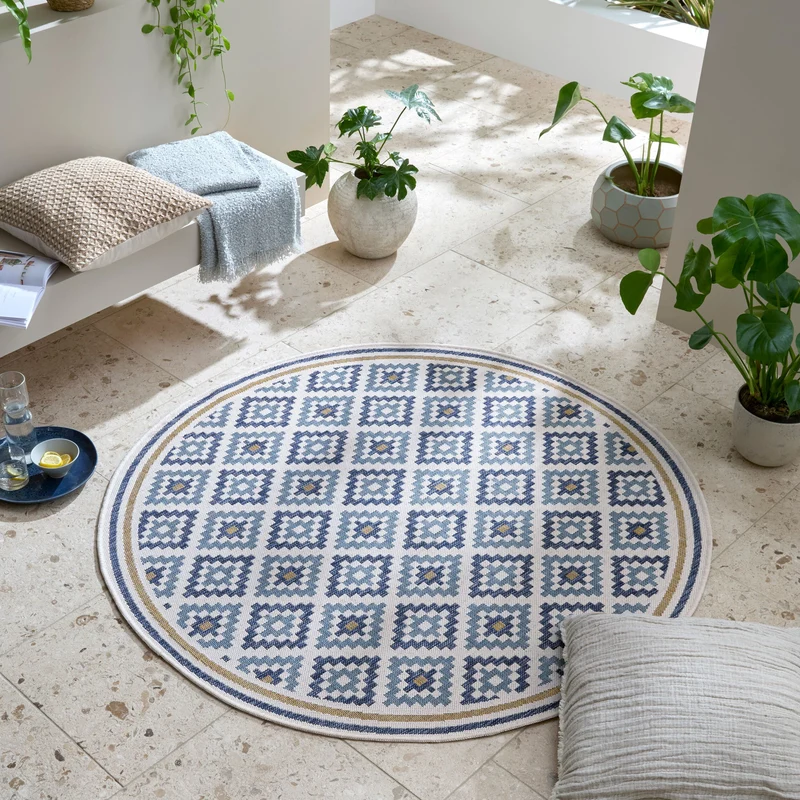 Outdoor-Teppich Rautenmuster · 100 % Polypropylen · flach