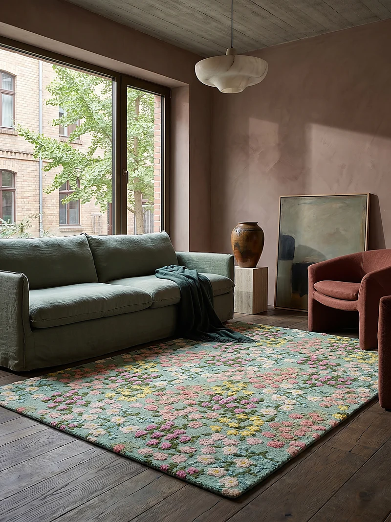 Wollteppich Floral Muster, Naturmotive, Schlafzimmer
