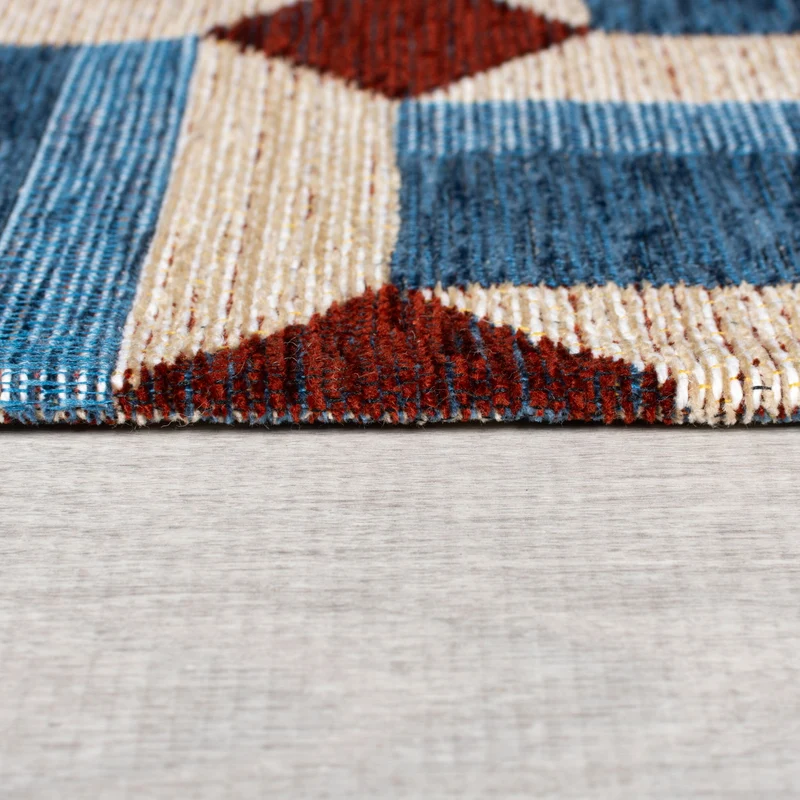 Flachgewebe-Teppich Würfelgrafik · 52 % Acryl · Chenille