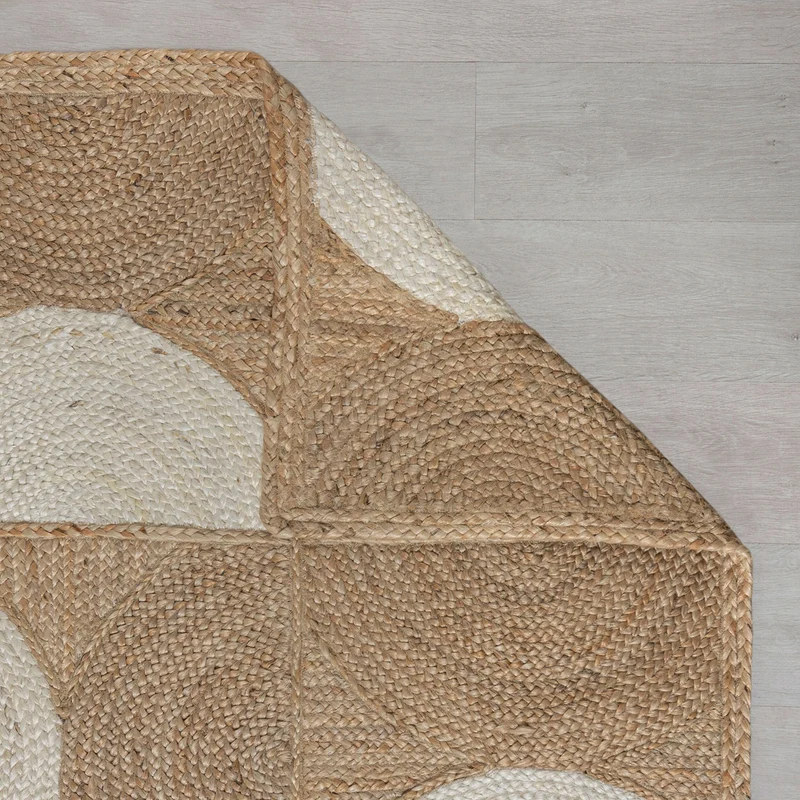 Jute Teppich Halbkreis Muster, Geometrisch, Wohnzimmer