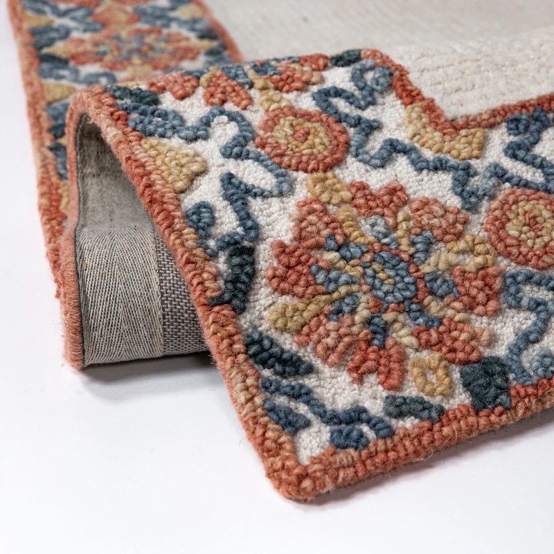 Teppich Kurzflor Unifarben, Floral Bordüre, Wohnzimmer