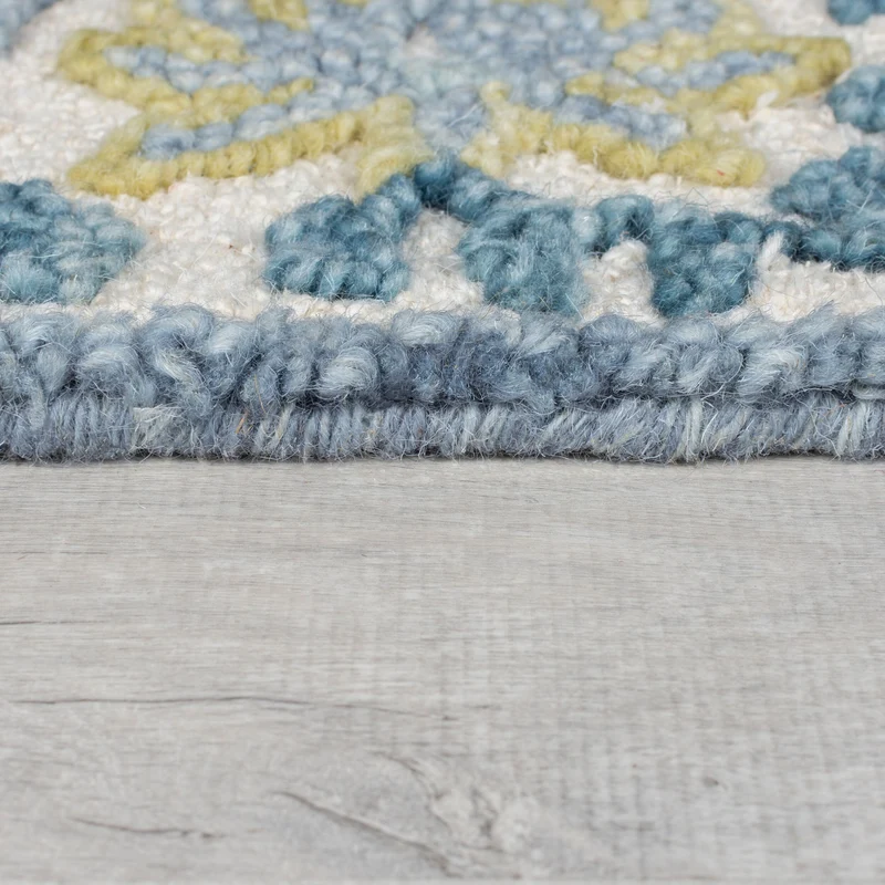 Teppich Kurzflor Unifarben, Floral Bordüre, Wohnzimmer