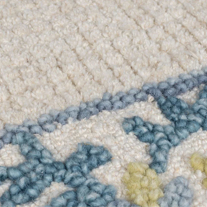 Teppich Kurzflor Unifarben, Floral Bordüre, Wohnzimmer
