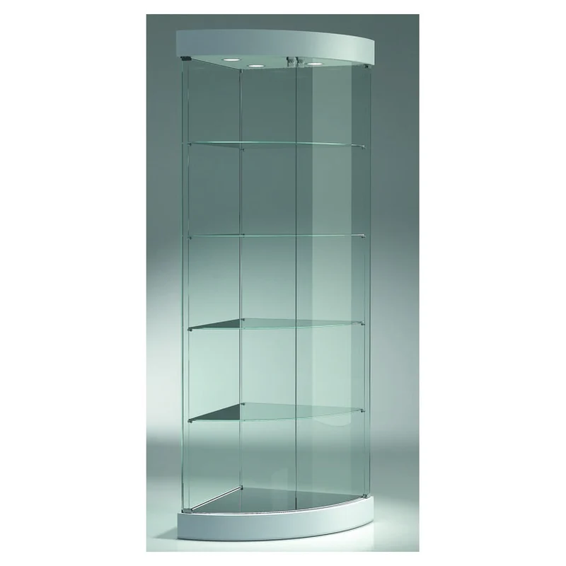Casa Padrino Luxus Eck-Ladenvitrine 58 x 58 cm H. 190 cm mit LED - Ladeneinrichtung - Boutique Möbel - Made in Italy