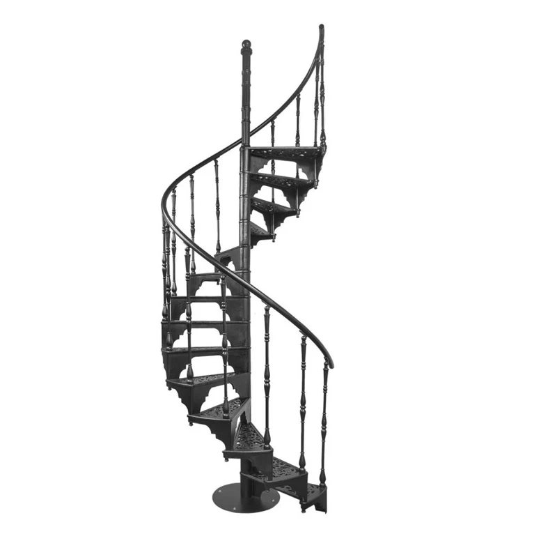 Casa Padrino Gusseisen Wendeltreppe Weiß Ø 133 x H. 304 cm - Rustikale Spiraltreppe mit 15 Stufen - Massive Gusseisen Treppe