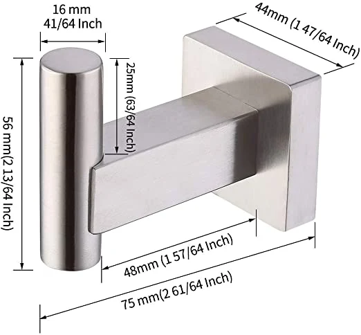 SUS 304 Edelstahl Kleiderhaken Einzelner Handtuch-/Gewand-Kleiderhaken